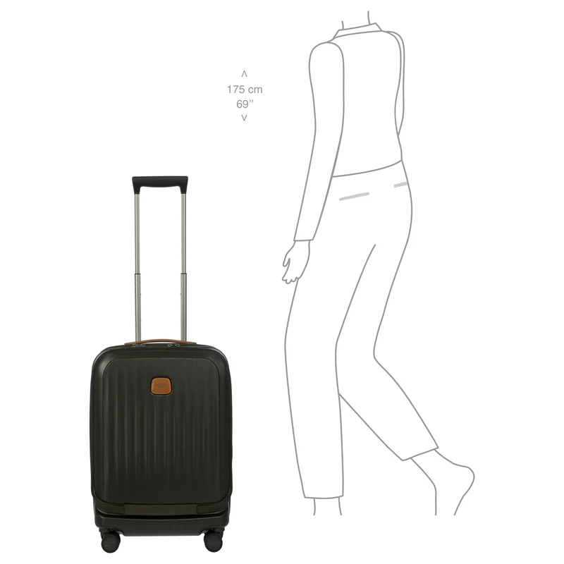 Brics Taormina - 4-Rollen-Kabinentrolley mit Vortasche 55 cm erw. USB (olive)