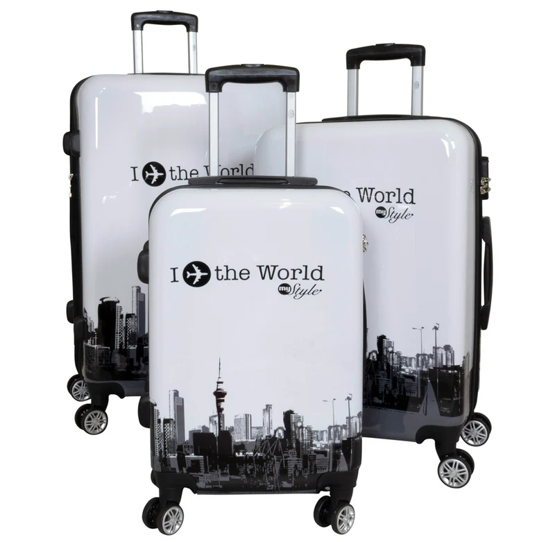 Motivkoffer Design FlyTheWorld – Reisekoffer mit Motiv – Hartschale ABS/Polycarbonat – S M L – leicht & robust