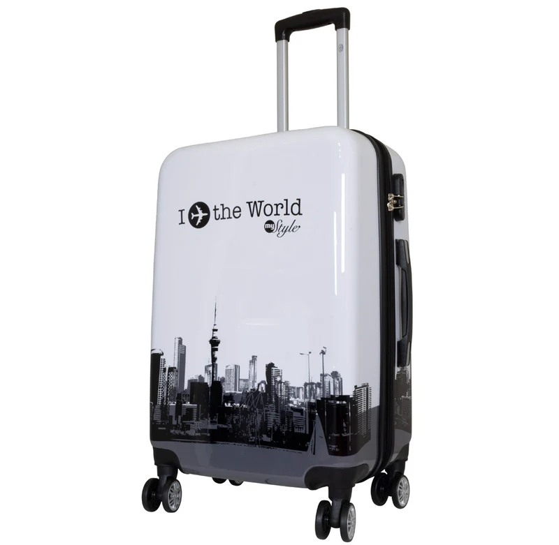 Motivkoffer Design FlyTheWorld – Reisekoffer mit Motiv – Hartschale ABS/Polycarbonat – S M L – leicht & robust