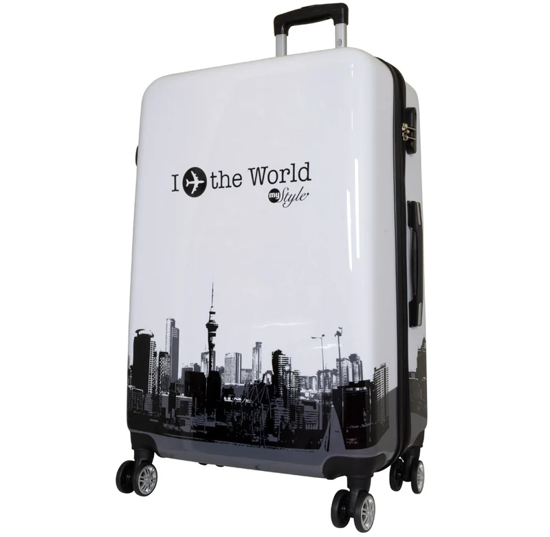 Motivkoffer Design FlyTheWorld – Reisekoffer mit Motiv – Hartschale ABS/Polycarbonat – S M L – leicht & robust