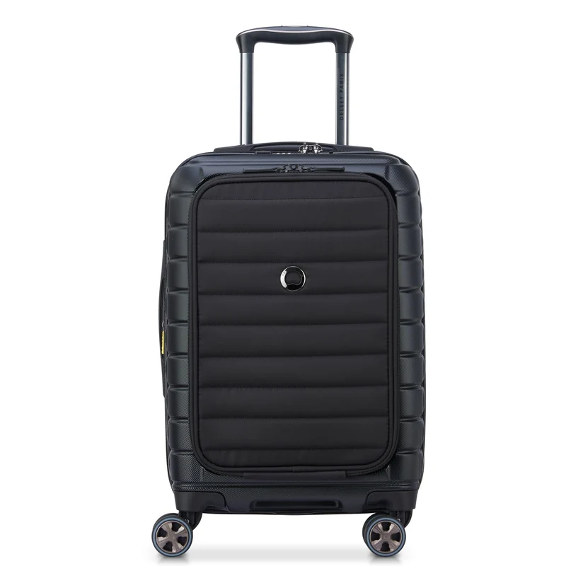 Delsey Paris Shadow 5.0 - 4-Rollen-Kabinentrolley mit Vordertasche S 55 cm erw. USB (schwarz)
