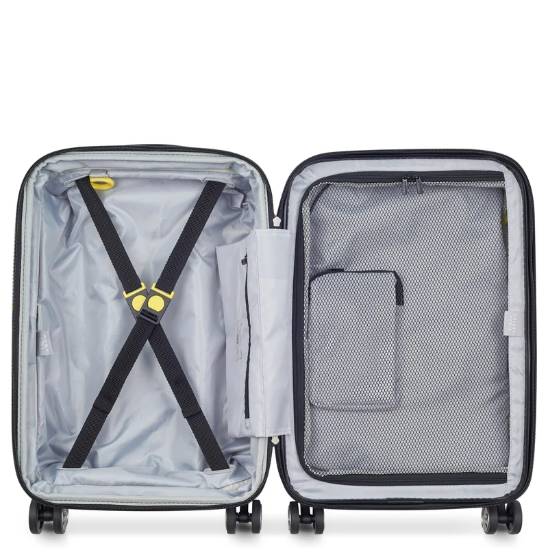 Delsey Paris Shadow 5.0 - 4-Rollen-Kabinentrolley mit Vordertasche S 55 cm erw. USB (schwarz)
