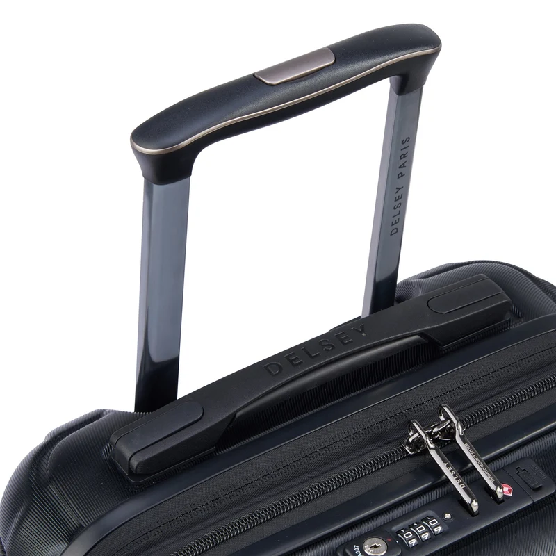 Delsey Paris Shadow 5.0 - 4-Rollen-Kabinentrolley mit Vordertasche S 55 cm erw. USB (schwarz)