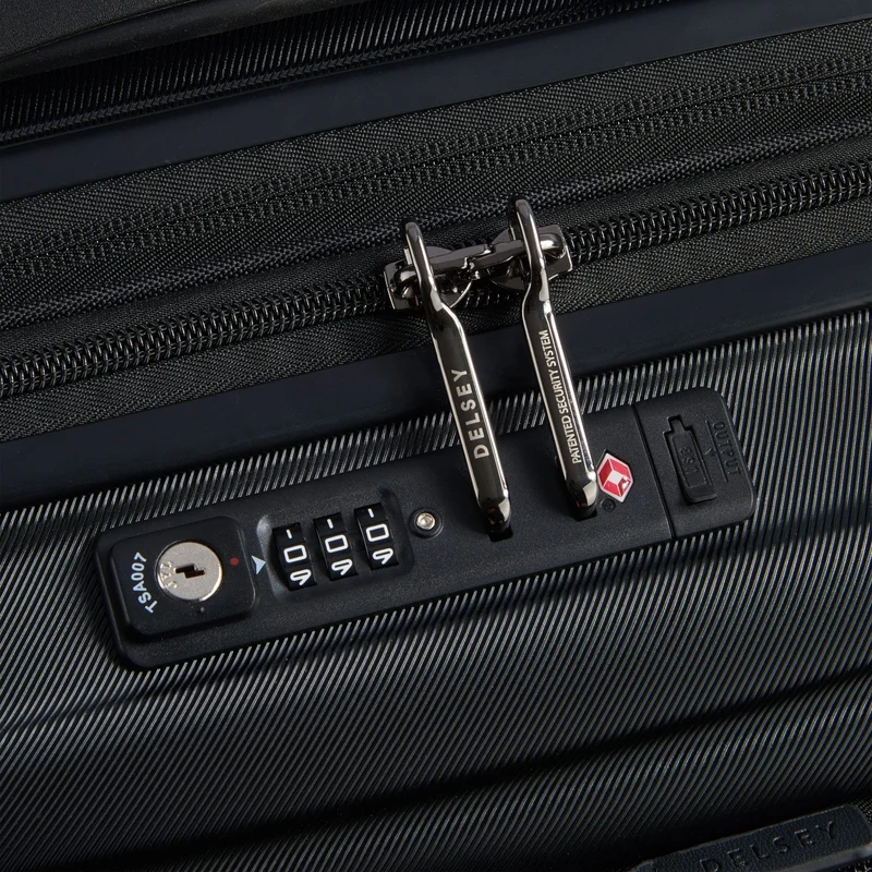 Delsey Paris Shadow 5.0 - 4-Rollen-Kabinentrolley mit Vordertasche S 55 cm erw. USB (schwarz)