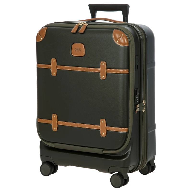 Brics Bellagio - 4-Rollen-Kabinentrolley mit Vortasche 55 cm erw. recycelt (olive)