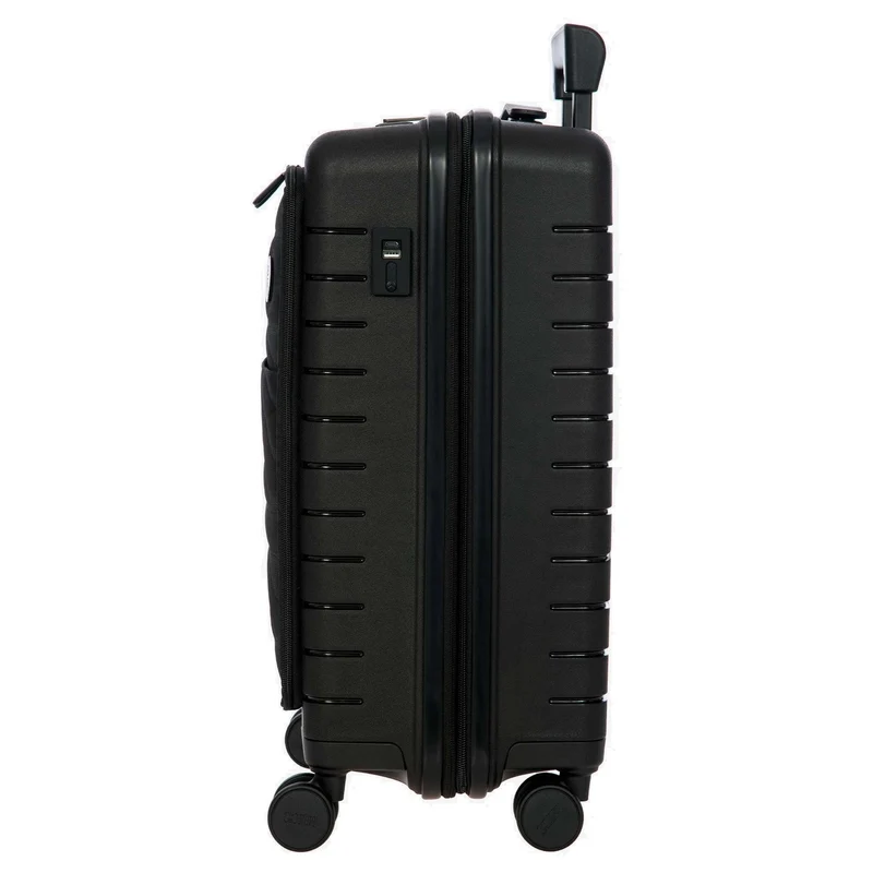 Brics BY Ulisse - 4-Rollen-Kabinentrolley mit Vortasche 55 cm erw. USB (black, 55 cm (Vortasche))