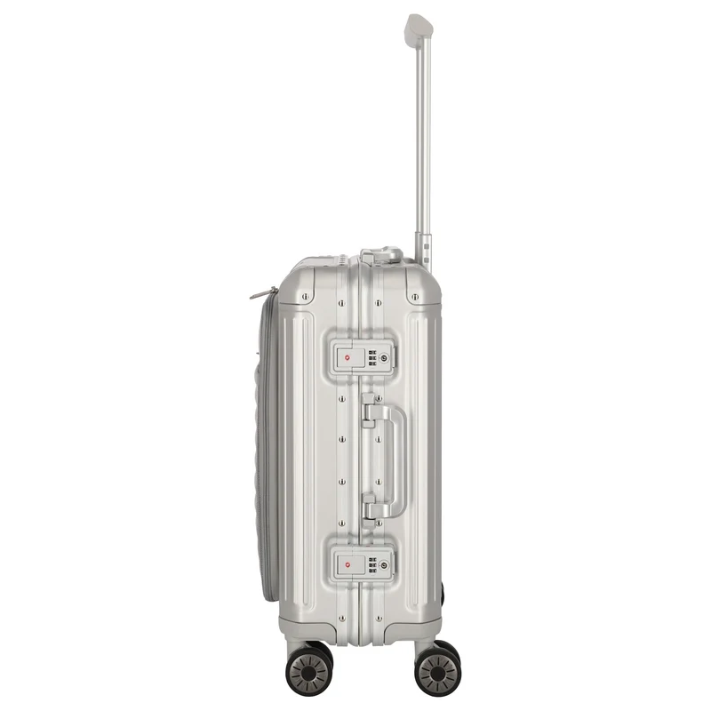 Travelite Next - 4-Rollen-Kabinentrolley mit Vortasche S 55 cm (silber)