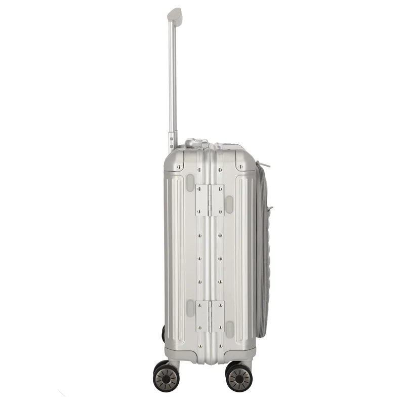 Travelite Next - 4-Rollen-Kabinentrolley mit Vortasche S 55 cm (silber)