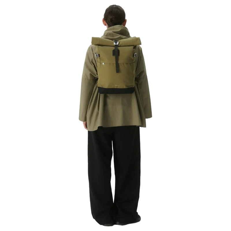Sandqvist Icon Rolltop - Rucksack M 14" 60 cm (olive drab with black leather)