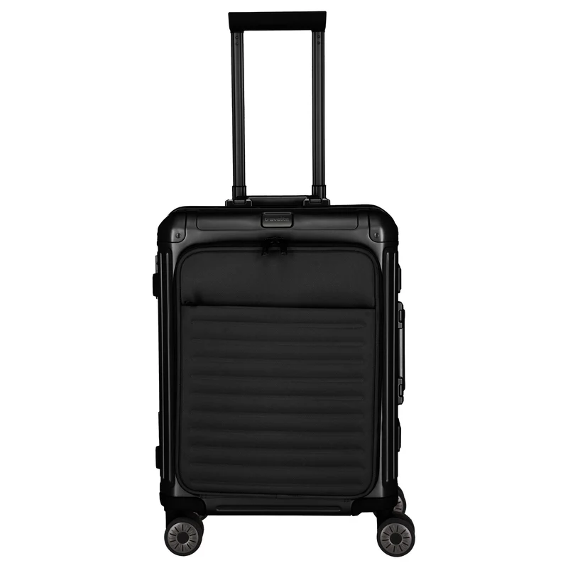 Travelite Next - 4-Rollen-Kabinentrolley mit Vortasche S 55 cm (black)
