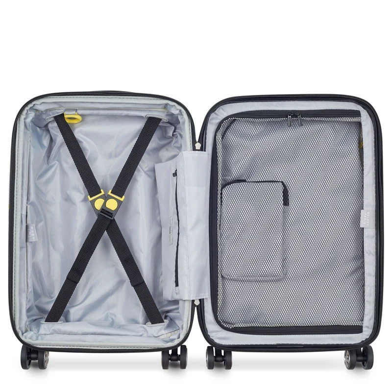 Delsey Paris Shadow 5.0 - 4-Rollen-Kabinentrolley mit Vordertasche S 55 cm erw. USB (blau)