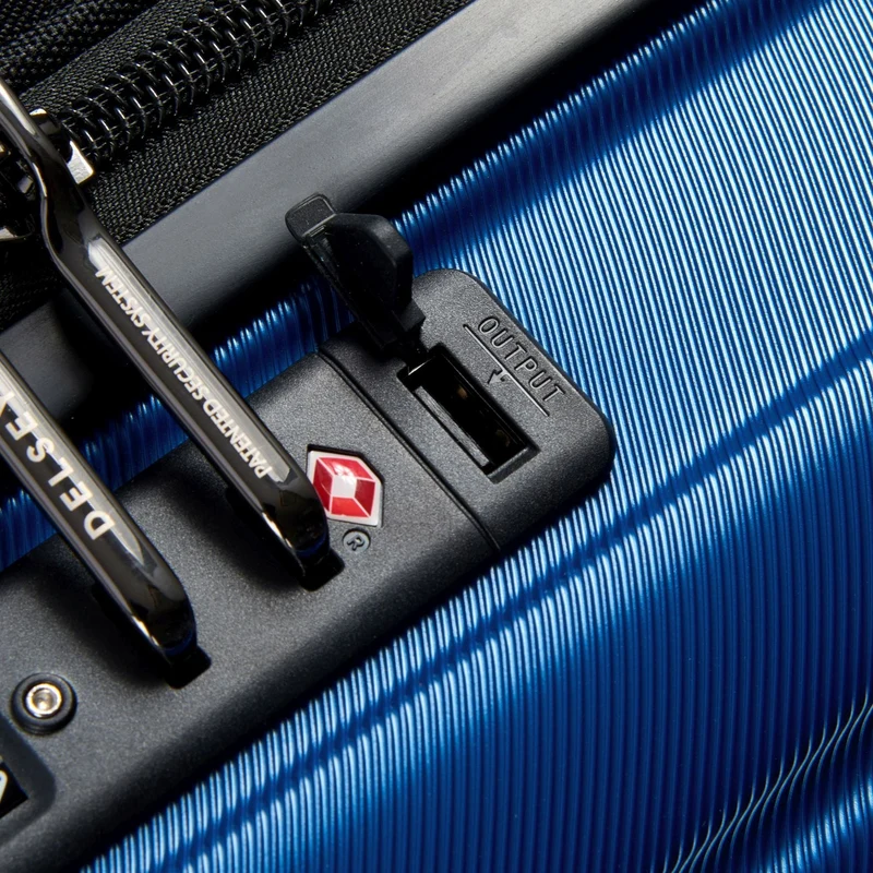 Delsey Paris Shadow 5.0 - 4-Rollen-Kabinentrolley mit Vordertasche S 55 cm erw. USB (blau)
