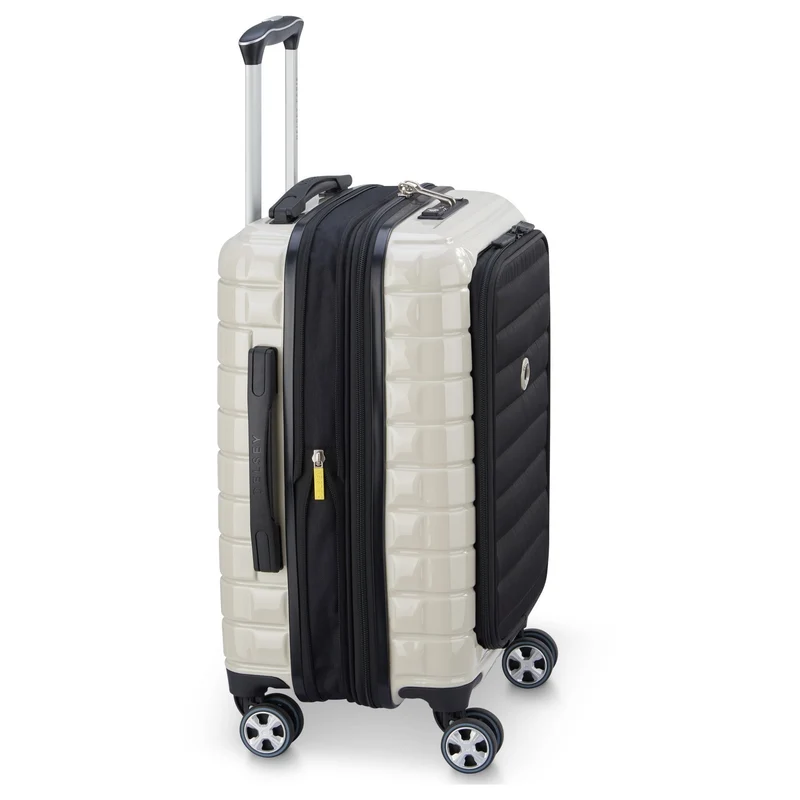 Delsey Paris Shadow 5.0 - 4-Rollen-Kabinentrolley mit Vordertasche S 55 cm erw. USB (elfenbein)