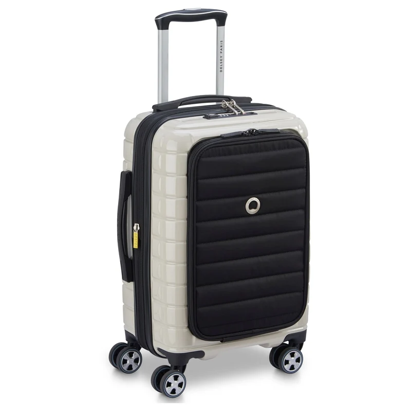 Delsey Paris Shadow 5.0 - 4-Rollen-Kabinentrolley mit Vordertasche S 55 cm erw. USB (elfenbein)