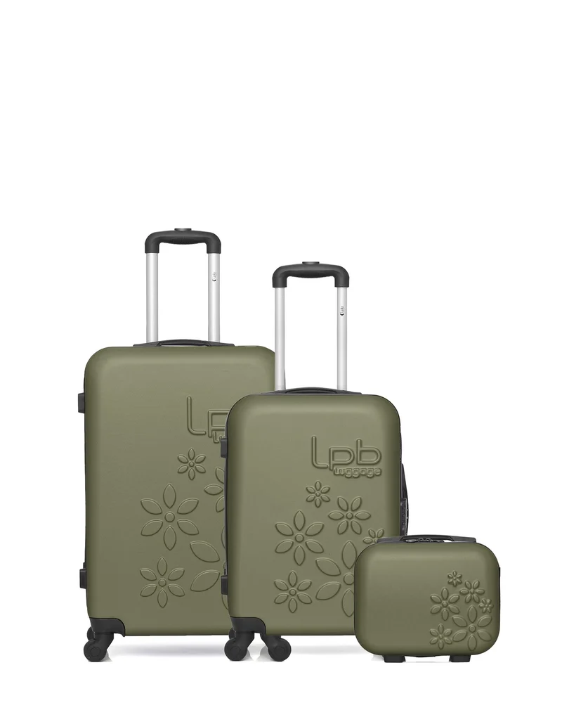 LPB LUGGAGE - 3er-Pack: Mittelgroßer Koffer, Handgepäck und Kosmetikkoffer ELEONOR