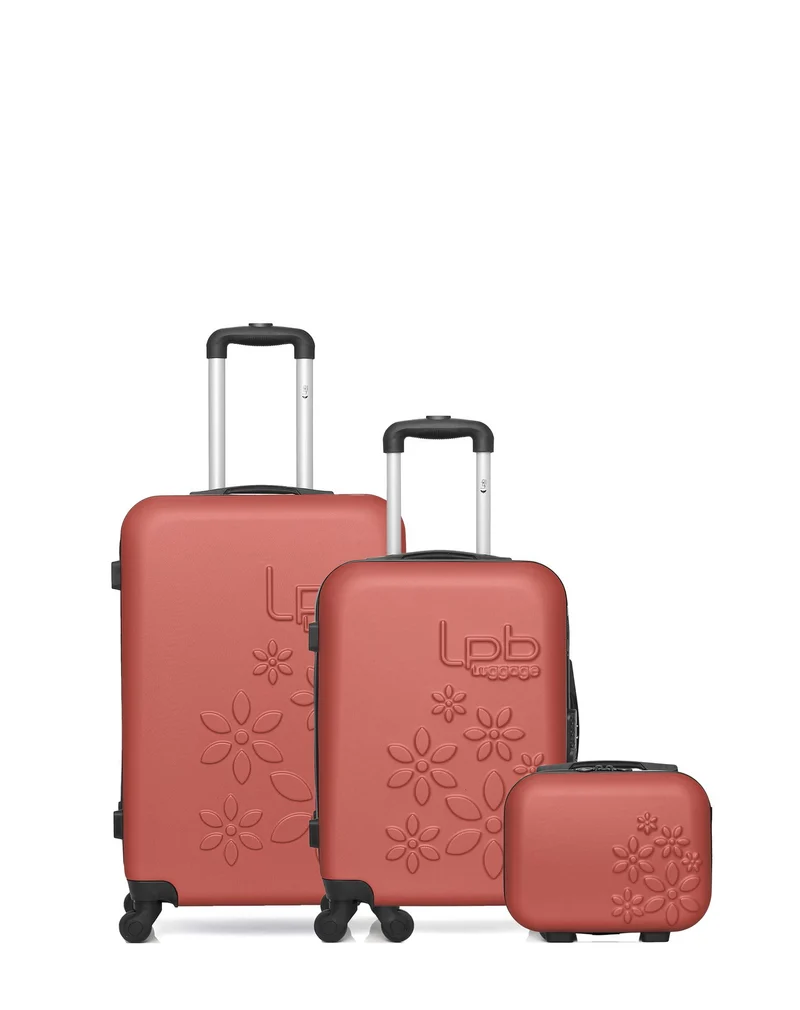 LPB LUGGAGE - 3er-Pack: Mittelgroßer Koffer, Handgepäck und Kosmetikkoffer ELEONOR
