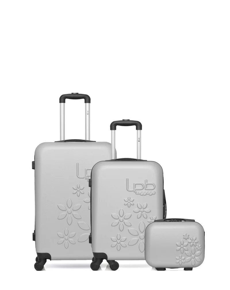 LPB LUGGAGE - 3er-Pack: Mittelgroßer Koffer, Handgepäck und Kosmetikkoffer ELEONOR