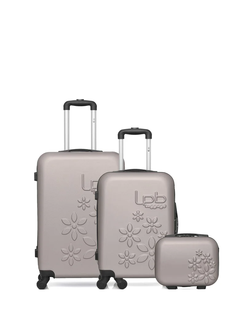 LPB LUGGAGE - 3er-Pack: Mittelgroßer Koffer, Handgepäck und Kosmetikkoffer ELEONOR