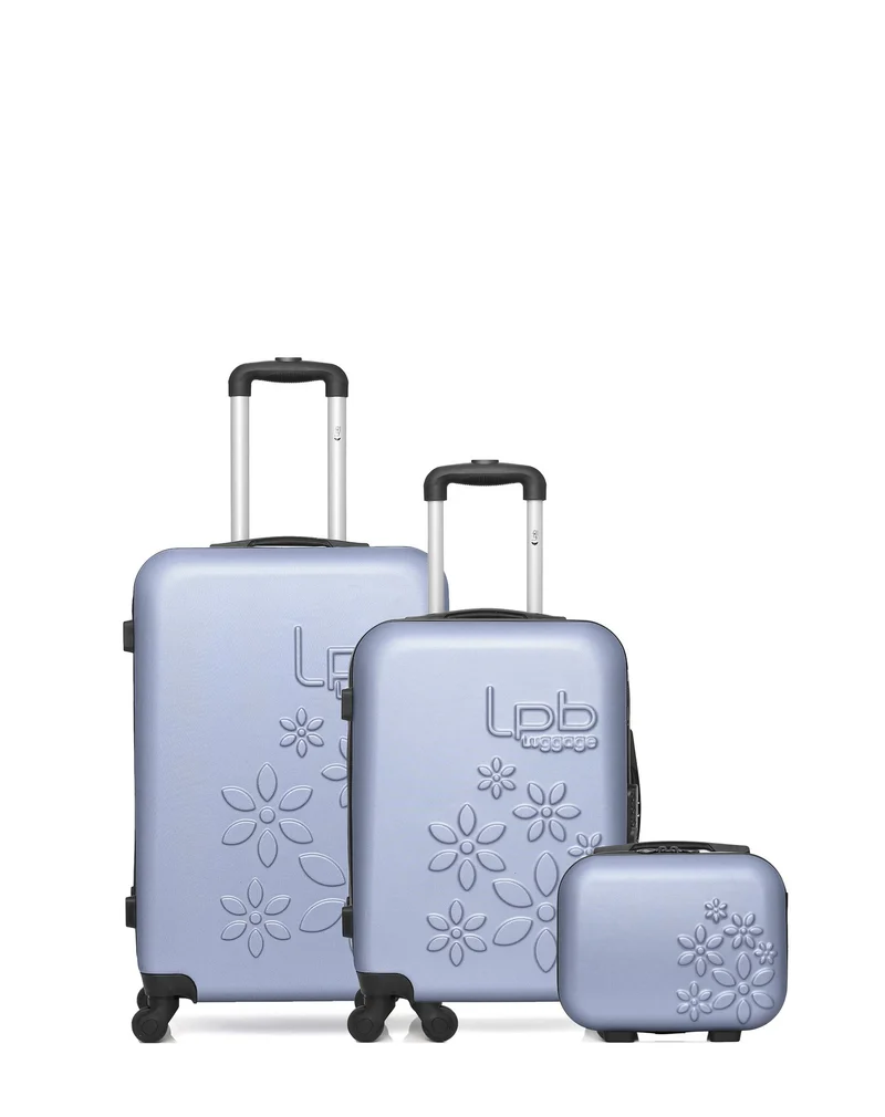 LPB LUGGAGE - 3er-Pack: Mittelgroßer Koffer, Handgepäck und Kosmetikkoffer ELEONOR