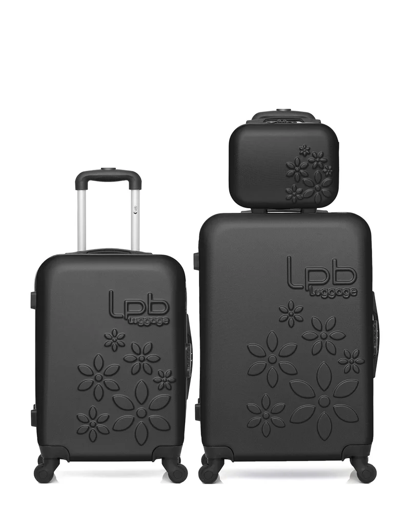 LPB LUGGAGE - 3er-Pack: Mittelgroßer Koffer, Handgepäck und Kosmetikkoffer ELEONOR