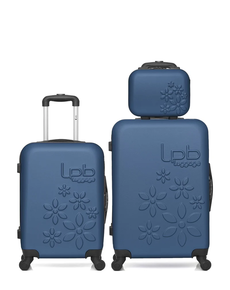 LPB LUGGAGE - 3er-Pack: Mittelgroßer Koffer, Handgepäck und Kosmetikkoffer ELEONOR