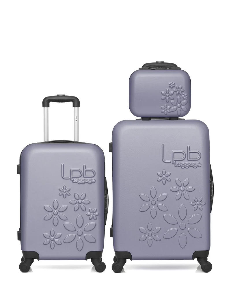 LPB LUGGAGE - 3er-Pack: Mittelgroßer Koffer, Handgepäck und Kosmetikkoffer ELEONOR