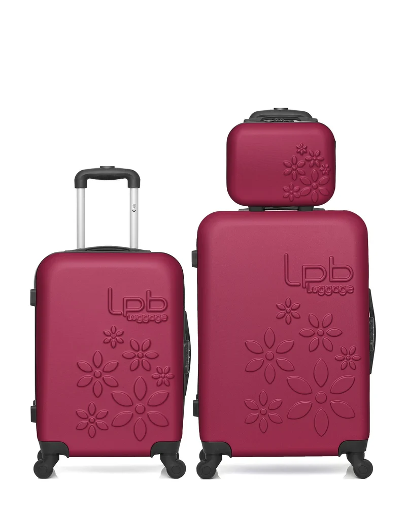 LPB LUGGAGE - 3er-Pack: Mittelgroßer Koffer, Handgepäck und Kosmetikkoffer ELEONOR