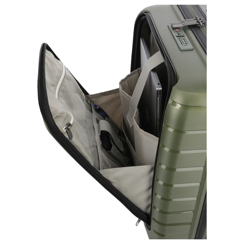 Travelite Air Base - 4-Rollen-Kabinentrolley mit Vortasche S 55 cm (olive)