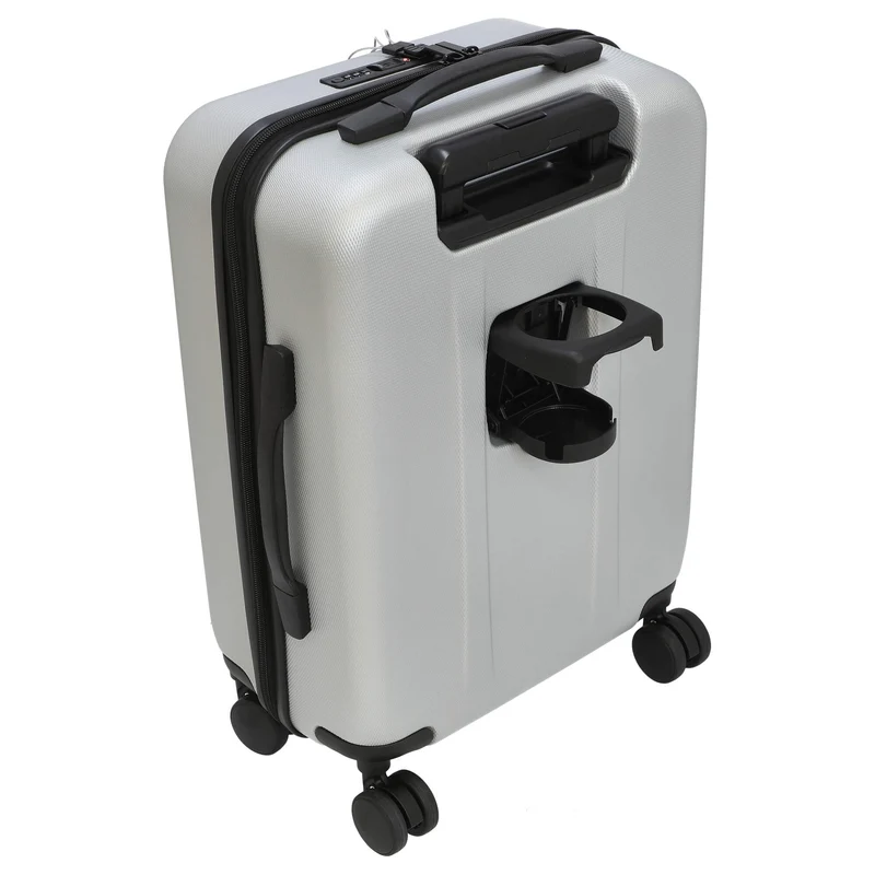 Valentino Bags Explorer Carry On - 4-Rollen-Kabinentrolley mit Getränkehalter 53 cm USB (silver)