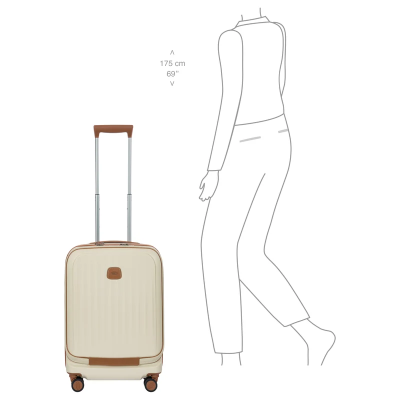 Brics Taormina - 4-Rollen-Kabinentrolley mit Vortasche 55 cm erw. USB (cream)