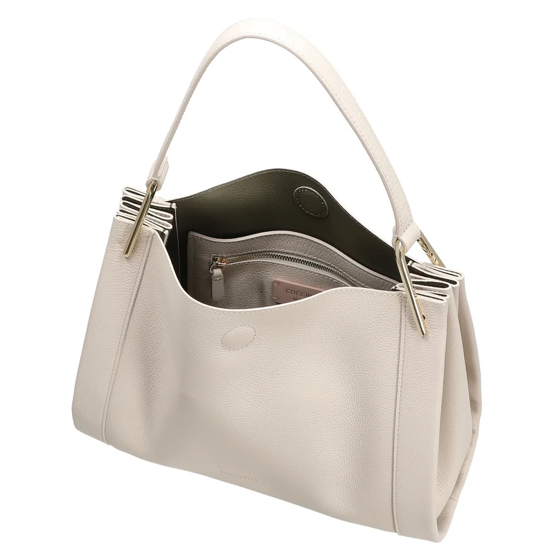 Coccinelle Wallace - Schultertasche 28 cm (lambskin white/laurel green)