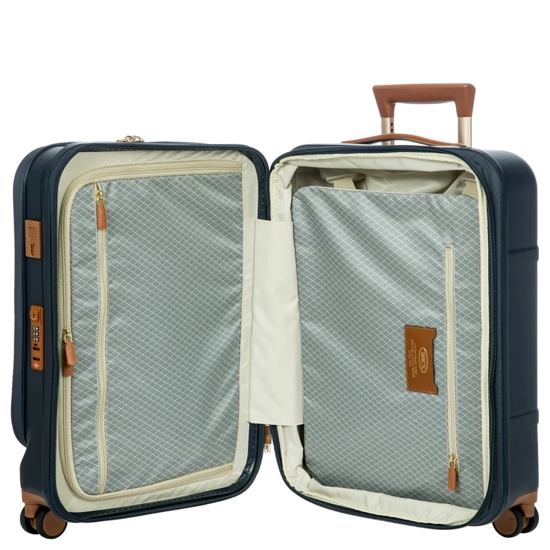 Brics Bellagio - 4-Rollen-Kabinentrolley mit Vortasche 55 cm erw. recycelt (blue/tan)