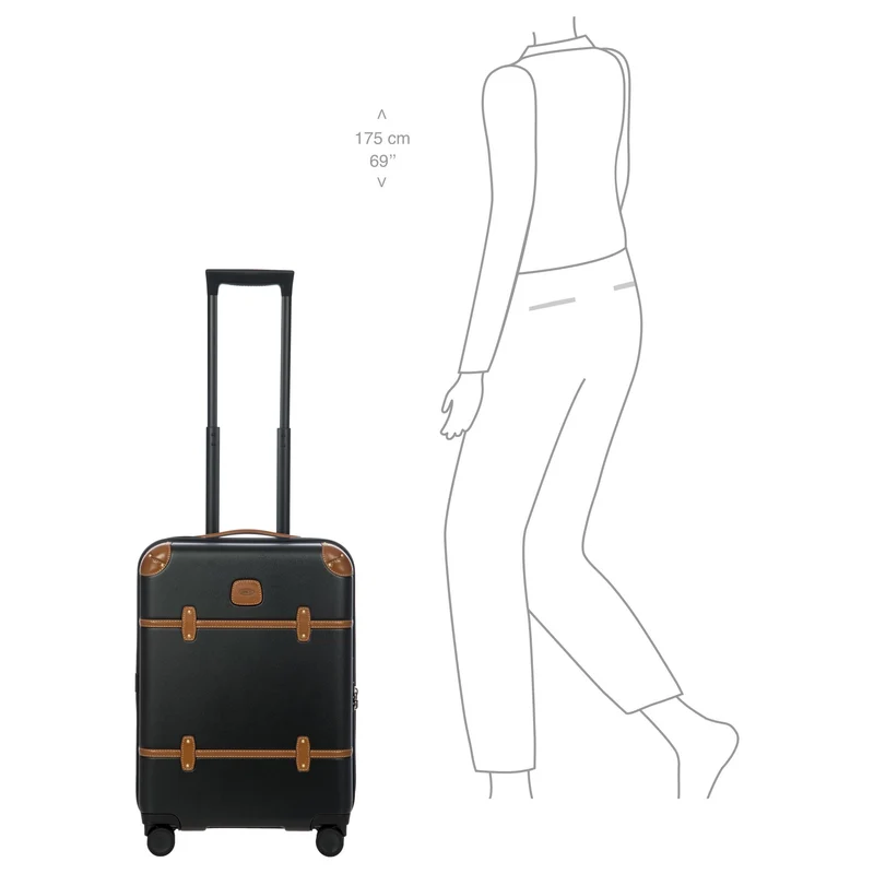 Brics Bellagio - 4-Rollen-Kabinentrolley 55 cm recycelt (black/tan)