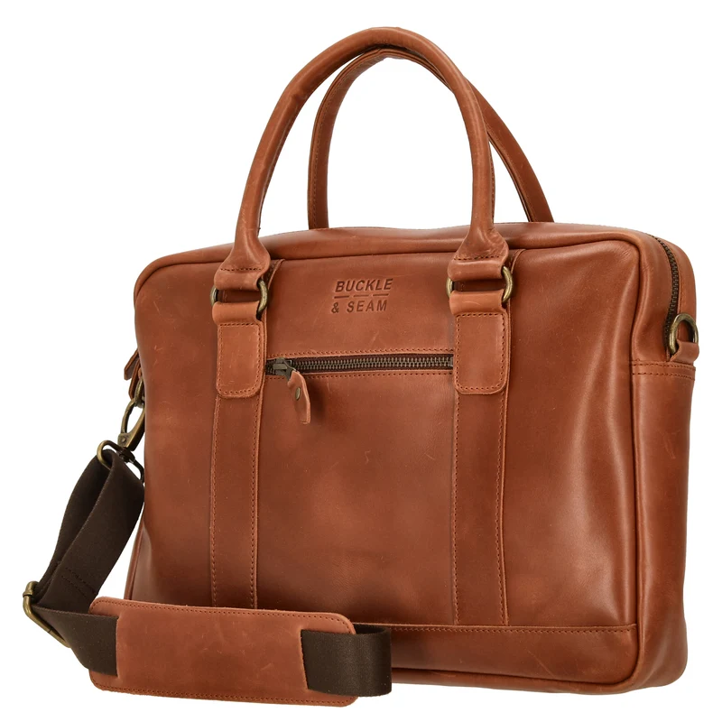 Buckle & Seam Everett - Aktentasche 16" 38 cm (cognac)