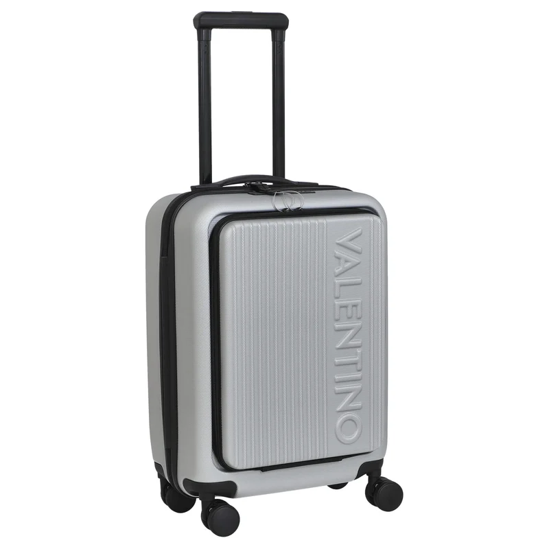 Valentino Bags Explorer Carry On - 4-Rollen-Kabinentrolley mit Getränkehalter 53 cm USB (silver)