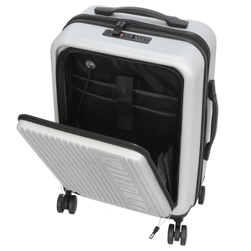 Valentino Bags Explorer Carry On - 4-Rollen-Kabinentrolley mit Getränkehalter 53 cm USB (silver)