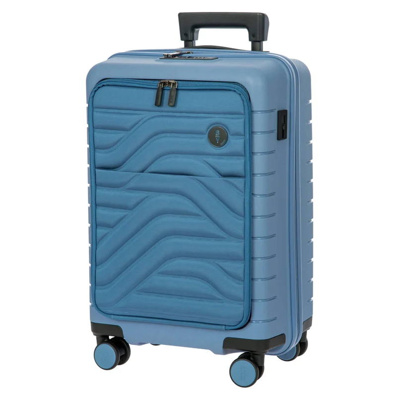 Brics BY Ulisse - 4-Rollen-Kabinentrolley mit Vortasche 55 cm erw. USB (grey blue)