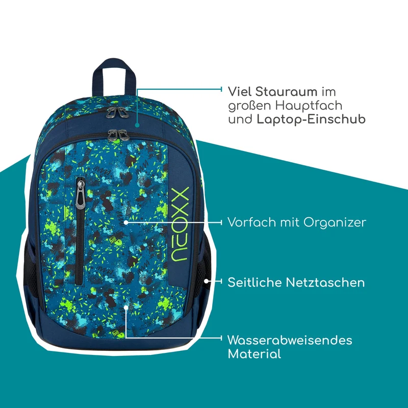 Neoxx FLOW - Schulrucksack 42.5 cm (Petrol extreme)