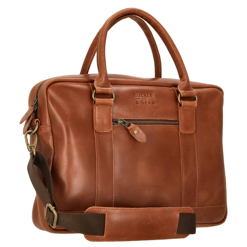 Buckle & Seam Everett - Aktentasche 16" 38 cm (cognac)