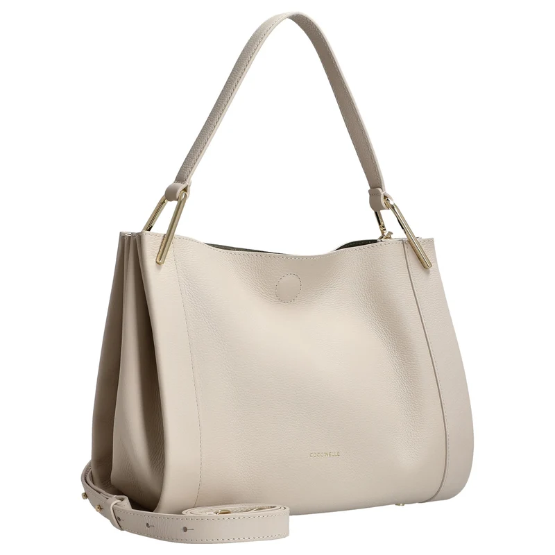Coccinelle Wallace - Schultertasche 28 cm (lambskin white/laurel green)