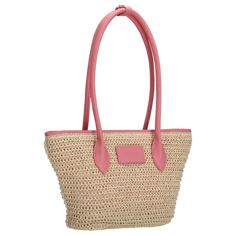 Seidenfelt Savonlinna Tulip - Shopper 33.5 cm (natural straw with pink)