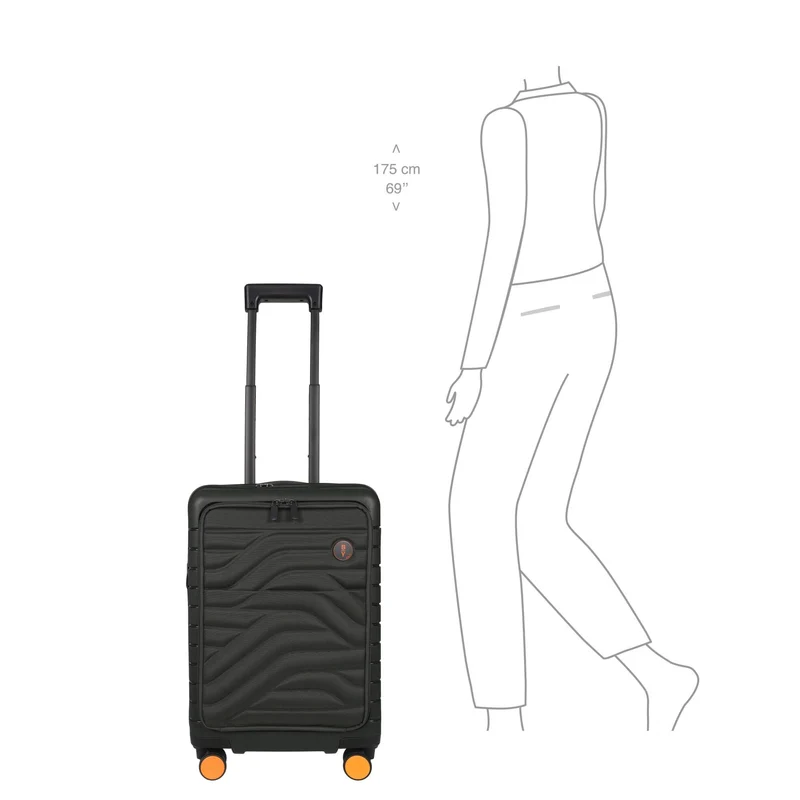 Brics BY Ulisse - 4-Rollen-Kabinentrolley mit Vortasche 55 cm erw. USB (olive)