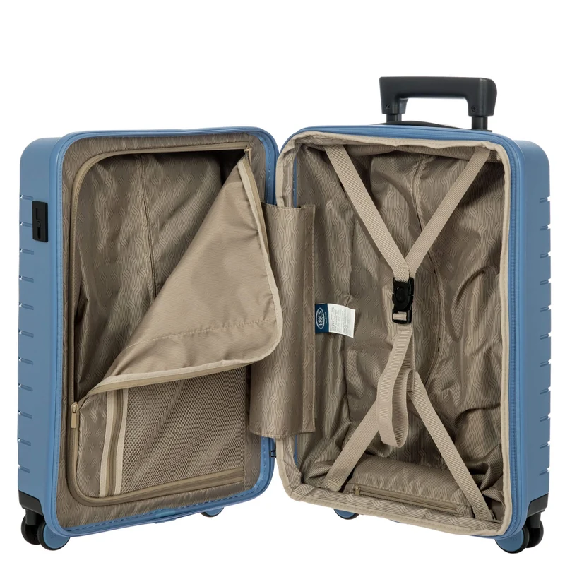 Brics BY Ulisse - 4-Rollen-Kabinentrolley mit Vortasche 55 cm erw. USB (grey blue)