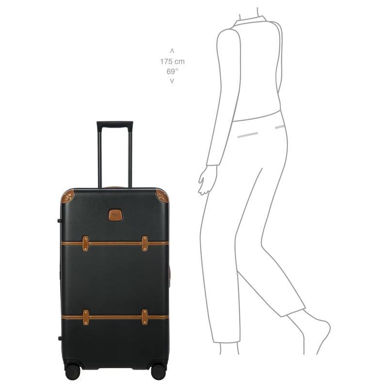 Brics Bellagio Trunk - 4-Rollen-Trolley 80 cm recycelt (black/tan)