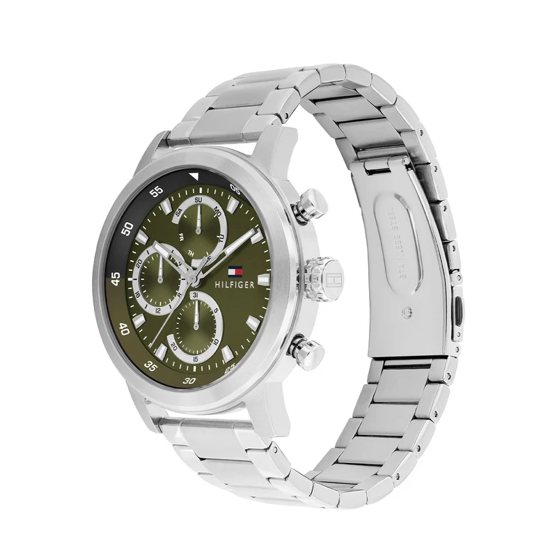 Tommy Hilfiger Rocky Silberne Und Grüne Herrenuhr TH1792180