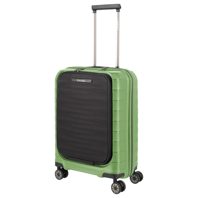 Travelite Mooby - 4-Rollen-Kabinentrolley mit Vortasche S 55 cm (grün)