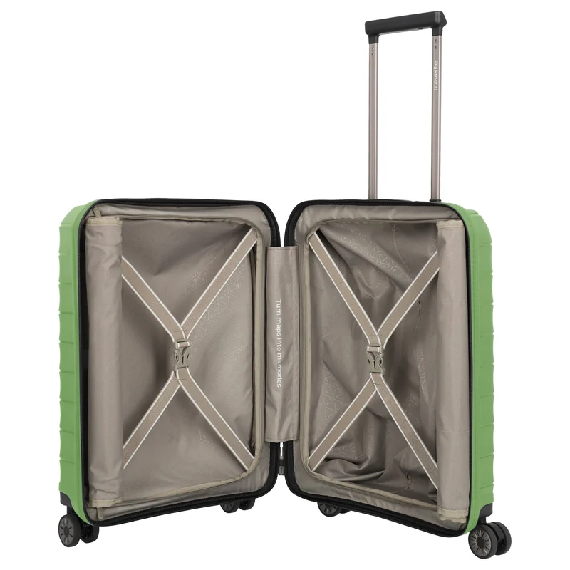 Travelite Mooby - 4-Rollen-Kabinentrolley mit Vortasche S 55 cm (grün)