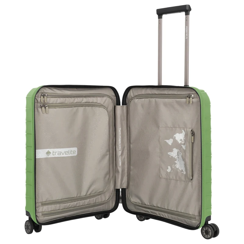 Travelite Mooby - 4-Rollen-Kabinentrolley mit Vortasche S 55 cm (grün)