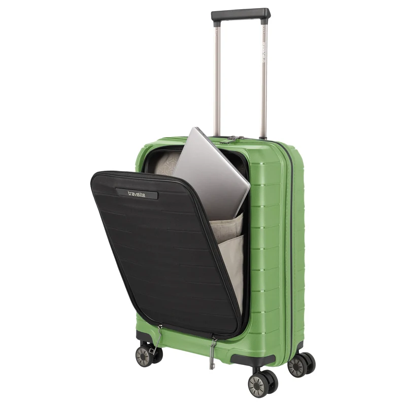 Travelite Mooby - 4-Rollen-Kabinentrolley mit Vortasche S 55 cm (grün)