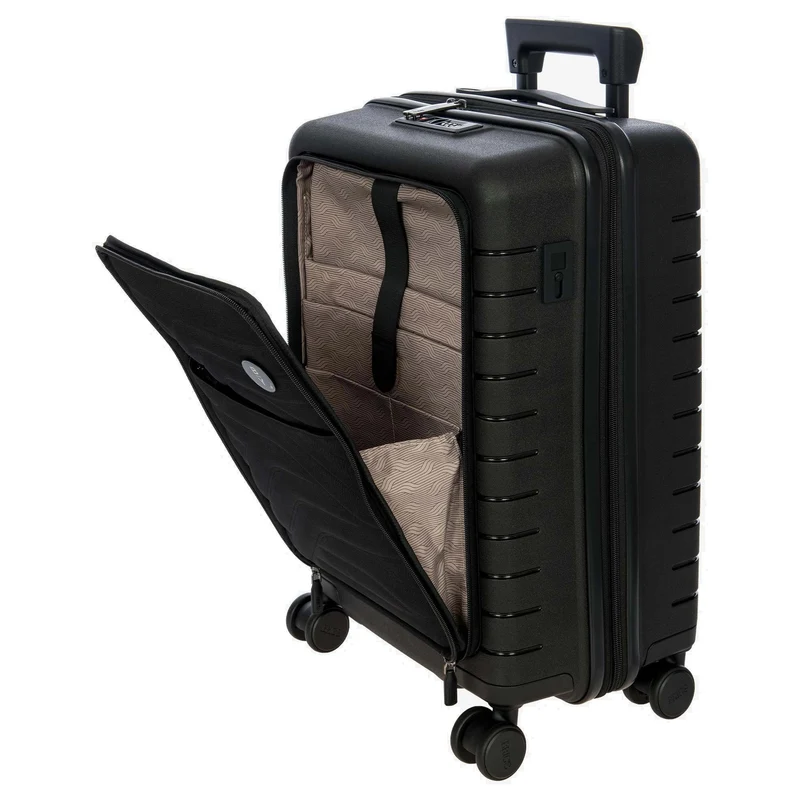 Brics BY Ulisse - 4-Rollen-Kabinentrolley mit Vortasche 55 cm erw. USB (black, 55 cm (Vortasche))